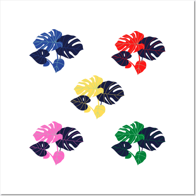 colored tropical leaves design Wall Art by Artistic_st